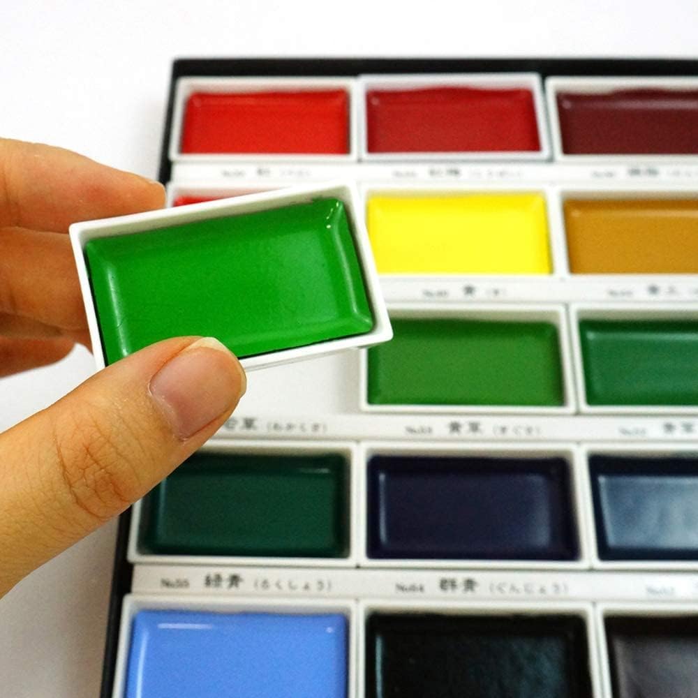 Kuretake GANSAI TAMBI Juego de 36 colores, juego de pintura de acuarela, calidad profesional para artistas y artesanos, certificado AP, acuarelas para adultos, fabricado en Japón