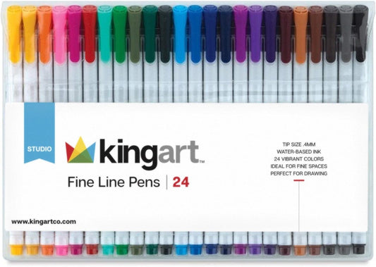 KINGART: Juego de 24 bolígrafos únicos de tinta de color de línea fina.
