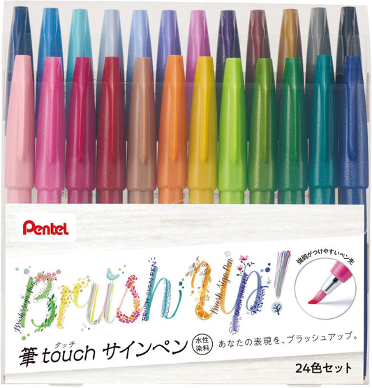 Bolígrafo de punta de pincel Pentel SES15C-24ST Touch Sign, juego de 24 colores