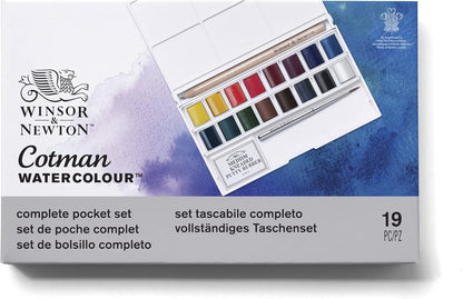 Winsor & Newton - Cotman - Deluxe Sketchers Pocket Box - 18 medias pastillas de acuarela