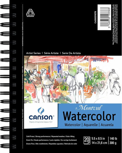 Canson Artist Series papel para acuarelas, 5.5 x 8.5 pulgadas, borde anillado.