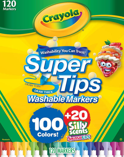 Crayola Supertips con fragancias divertidas, marcadores lavables para la escuela.