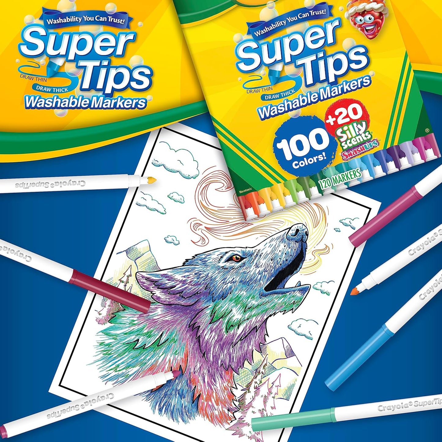 Crayola Supertips con fragancias divertidas, marcadores lavables para la escuela.