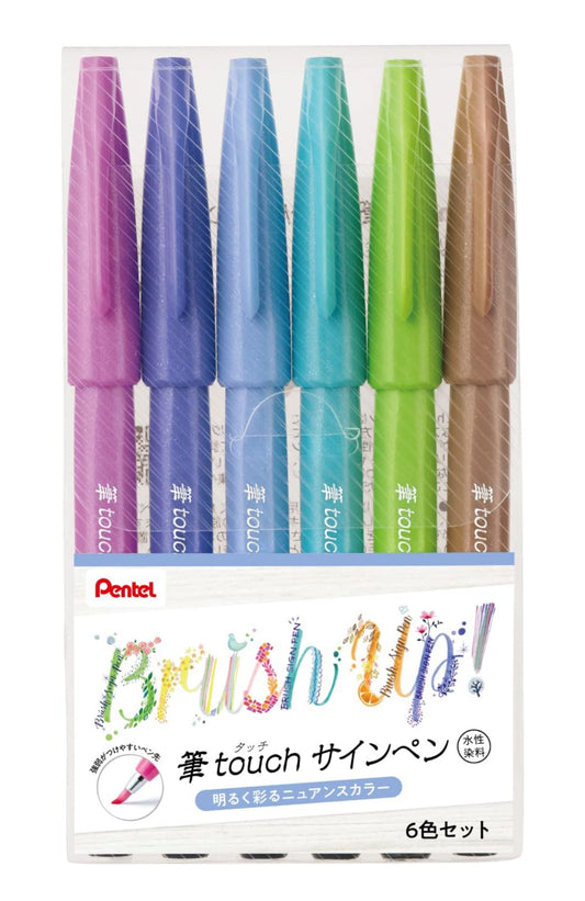 Pentel Brush Touch Sign Pen, Set de 6