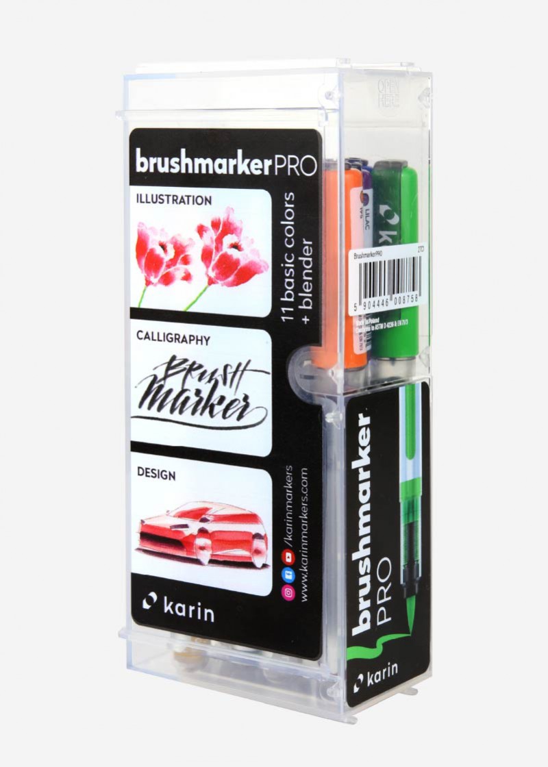 KARIN MARKERS - Realbrush PRO 12 pcs. Set  "11 Basic Colous+Blender"