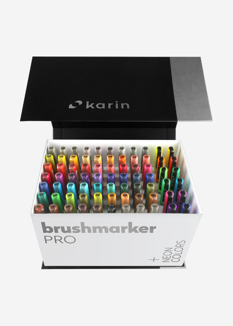 KARIN MARKERS - Brushmarker PRO Mega Box PLUS 72 Colores + 3 blenders