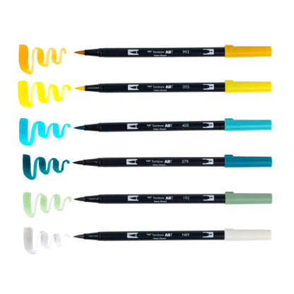 Tombow Dual Brush Pen Art Markers, Lemon Squeezy, 6-Pack