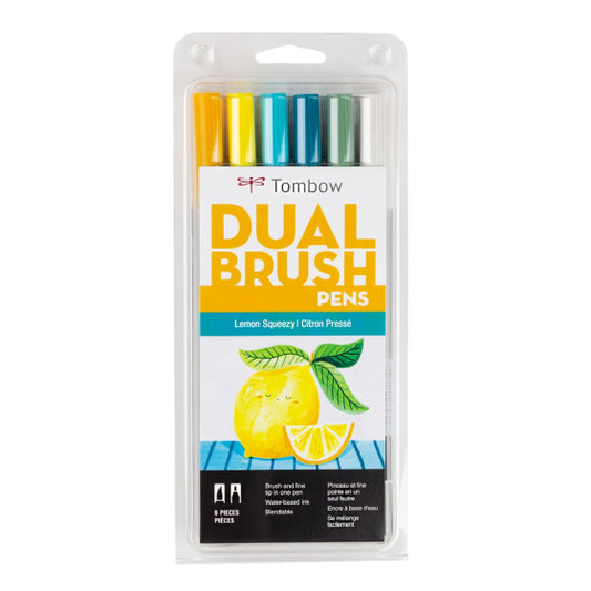 Tombow Dual Brush Pen Art Markers, Lemon Squeezy, 6-Pack